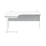 Polaris Left Hand Radial Single Upright Cantilever Desk 1600x1200x730mm Arctic White/White KF821480