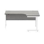 Polaris Right Hand Radial SU Cantilever Desk 1600x1200x730mm Alaskan Grey Oak/White KF821530