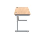 Polaris Rectangular Single Upright Cantilever Desk 1400x600x730mm Norwegian Beech/Silver KF821550