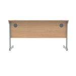 Polaris Rectangular Single Upright Cantilever Desk 1400x600x730mm Norwegian Beech/Silver KF821550