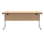 Polaris Rectangular Single Upright Cantilever Desk 1600x600x730mm Norwegian Beech/Silver KF821560