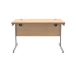 Polaris Rectangular Single Upright Cantilever Desk 1200x800x730mm Norwegian Beech/Silver KF821570