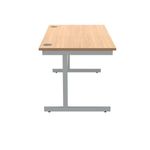 Polaris Rectangular Single Upright Cantilever Desk 1400x800x730mm Norwegian Beech/Silver KF821580