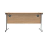 Polaris Rectangular Single Upright Cantilever Desk 1400x800x730mm Norwegian Beech/Silver KF821580