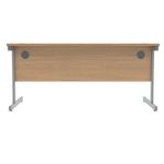 Polaris Rectangular Single Upright Cantilever Desk 1600x800x730mm Norwegian Beech/Silver KF821590