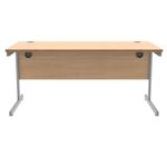 Polaris Rectangular Single Upright Cantilever Desk 1600x800x730mm Norwegian Beech/Silver KF821590