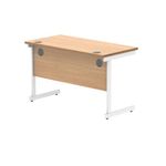 Polaris Rectangular Single Upright Cantilever Desk 1200x600x730mm Norwegian Beech/White KF821600
