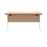Polaris Rectangular Single Upright Cantilever Desk 1400x600x730mm Norwegian Beech/White KF821610