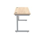 Polaris Rectangular Single Upright Cantilever Desk 1400x600x730mm Canadian Oak/Silver KF821670