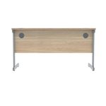 Polaris Rectangular Single Upright Cantilever Desk 1400x600x730mm Canadian Oak/Silver KF821670
