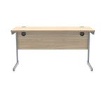 Polaris Rectangular Single Upright Cantilever Desk 1400x600x730mm Canadian Oak/Silver KF821670