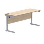 Polaris Rectangular Single Upright Cantilever Desk 1600x600x730mm Canadian Oak/Silver KF821680