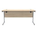 Polaris Rectangular Single Upright Cantilever Desk 1600x600x730mm Canadian Oak/Silver KF821680