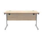 Polaris Rectangular Single Upright Cantilever Desk 1400x800x730mm Canadian Oak/Silver KF821700