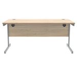 Polaris Rectangular Single Upright Cantilever Desk 1600x800x730mm Canadian Oak/Silver KF821710