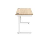 Polaris Rectangular Single Upright Cantilever Desk 1200x600x730mm Canadian Oak/White KF821720
