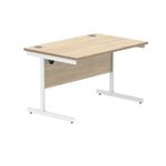 Polaris Rectangular Single Upright Cantilever Desk 1200x800x730mm Canadian Oak/White KF821750
