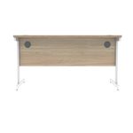 Polaris Rectangular Single Upright Cantilever Desk 1400x800x730mm Canadian Oak/White KF821760