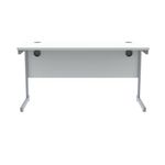 Polaris Rectangular Single Upright Cantilever Desk 1400x600x730mm Arctic White/Silver KF821790