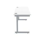 Polaris Rectangular Single Upright Cantilever Desk 1600x600x730mm Arctic White/Silver KF821800
