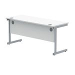 Polaris Rectangular Single Upright Cantilever Desk 1600x600x730mm Arctic White/Silver KF821800