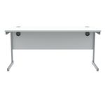 Polaris Rectangular Single Upright Cantilever Desk 1600x600x730mm Arctic White/Silver KF821800