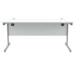 Polaris Rectangular Single Upright Cantilever Desk 1600x800x730mm Arctic White/Silver KF821830