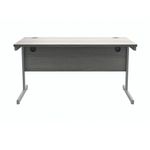Polaris Rectangular Single Upright Cantilever Desk 1400x800x730mm Alaskan Grey Oak/Silver KF821940