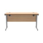 Polaris Rectangular Double Upright Cantilever Desk 1400x600x730mm Norwegian Beech/Silver KF822030