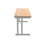 Polaris Rectangular Double Upright Cantilever Desk 1600x600x730mm Norwegian Beech/Silver KF822040
