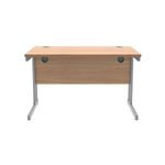 Polaris Rectangular Double Upright Cantilever Desk 1200x800x730mm Norwegian Beech/Silver KF822050