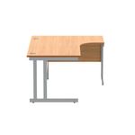 Polaris Right Hand Radial DU Cantilever Desk 1600x1200x730mm Norwegian Beech/Silver KF822090