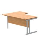 Polaris Right Hand Radial DU Cantilever Desk 1600x1200x730mm Norwegian Beech/Silver KF822090