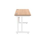 Polaris Rectangular Double Upright Cantilever Desk 1200x600x730mm Norwegian Beech/White KF822100