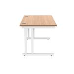 Polaris Rectangular Double Upright Cantilever Desk 1200x800x730mm Norwegian Beech/White KF822130