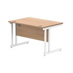 Polaris Rectangular Double Upright Cantilever Desk 1200x800x730mm Norwegian Beech/White KF822130