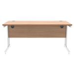 Polaris Rectangular Double Upright Cantilever Desk 1600x800x730mm Norwegian Beech/White KF822150