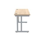 Polaris Rectangular Double Upright Cantilever Desk 1200x600x730mm Canadian Oak/Silver KF822180