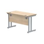Polaris Rectangular Double Upright Cantilever Desk 1200x600x730mm Canadian Oak/Silver KF822180