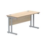 Polaris Rectangular Double Upright Cantilever Desk 1400x600x730mm Canadian Oak/Silver KF822190