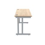 Polaris Rectangular Double Upright Cantilever Desk 1400x600x730mm Canadian Oak/Silver KF822190