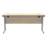 Polaris Rectangular Double Upright Cantilever Desk 1600x600x730mm Canadian Oak/Silver KF822200