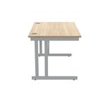 Polaris Rectangular Double Upright Cantilever Desk 1200x800x730mm Canadian Oak/Silver KF822210
