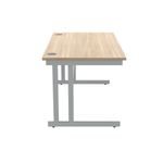 Polaris Rectangular Double Upright Cantilever Desk 1400x800x730mm Canadian Oak/Silver KF822220
