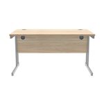 Polaris Rectangular Double Upright Cantilever Desk 1400x800x730mm Canadian Oak/Silver KF822220