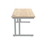 Polaris Rectangular Double Upright Cantilever Desk 1600x800x730mm Canadian Oak/Silver KF822230