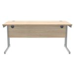 Polaris Rectangular Double Upright Cantilever Desk 1600x800x730mm Canadian Oak/Silver KF822230