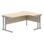 Polaris Right Hand Radial DU Cantilever Desk 1600x1200x730mm Canadian Oak/Silver KF822250