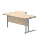 Polaris Right Hand Radial DU Cantilever Desk 1600x1200x730mm Canadian Oak/Silver KF822250