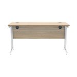 Polaris Rectangular Double Upright Cantilever Desk 1400x600x730mm Canadian Oak/White KF822270